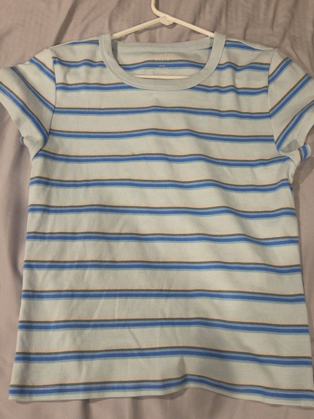 American Eagle Outfitters Light Blue Striped Tee